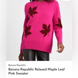 Banana Republic Fuchsia Maple Leaf Sweater